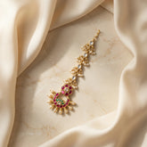 Jadau kundan lotus tika with pearl drops
