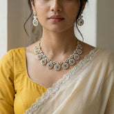 Diamond finish bottumala necklace(With Earrings)