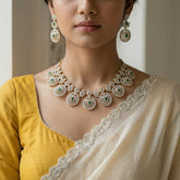 Diamond finish Bottumala mango short necklace (With Earrings)