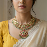 Jadau kundan bridal necklace with pearl and strawberry beads drops (No earrings)