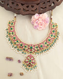 Jadau Kundan Floral Bridal Necklace With Pearl and Onyx Beads