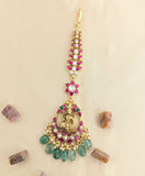 Jadau Kundan Goddess Laxmi with Pearls and Natural Strawberry Beads