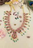 Jadau Kundan Peacock Mango Necklace With Pearl & Natural Strawberry Beads