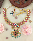 Jadau Kundan Peacock Necklace With Pearl & Natural Strawberry Beads