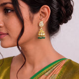 Jadau Moissonite Mango Jhumkas with Pearl & Natural Strawberry Beads