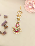 Jadau kundan lotus tika with pearl drops