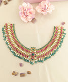Jadau kundan necklace with pearls and natural strawberry beads