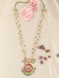 Jadau kundan pendant pearl mala with natural strawberry beads drop (No earrings)
