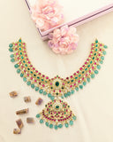 Jadau kundan necklace with pearl and natural strawberry beads drop(No earrings)