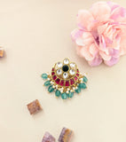 Jadau kundan chand floral hair accessories with pearl and natural strawberry beads