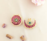 Jadau kundan sun and moon with pearls