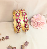 Jadau kundan mango (Ruby+White) bangle(Pair)