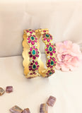 Jadau kundan mango(Ruby+Green) bangle (Pair)