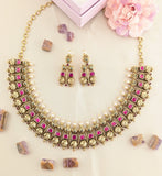 Jadau kundan + Temple/Antique necklace with pearls (With Earrings)