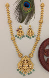 Temple/Antique Goddess Laxmi Ganesha necklace with pearl and natural strawberry beads(With Earrings)