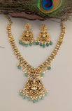 Temple/Antique Goddess Laxmi necklace with pearl and natural strawberry beads