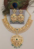 zircon diamond+Temple/Antique necklace with pearl and natural strawberry beads(With Earrings)