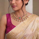 Jadau Kundan Floral Choker with Peacock Drop