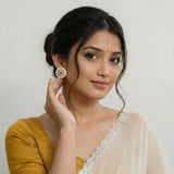 Jadau kundan Studs with pearl motiff