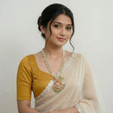 Jadau kundan pendant pearl mala with natural strawberry beads drop (No earrings)