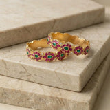 Jadau kundan mango(Ruby+Green) bangle (Pair)