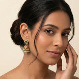 Jadau kundan jhumkas with pearl and natural strawberry beads