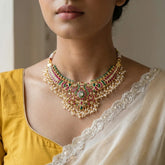 Jadau kundan peacock choker with rice pearl