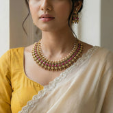 Jadau kundan + Temple/Antique necklace with pearls (With Earrings)