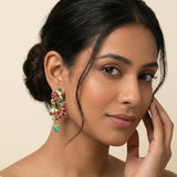 Jadau kundan peacock jhumkas with pearl and natural strawberry beads