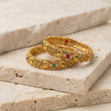 Temple/Antique peacock bangles multi colour (Pair)