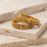 Temple/Antique Goddess laxmi and peacock bangle (Pair)