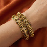 Temple/Antique goddess laxmi and peacock bangles (Pair)