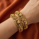 Temple/Antique Goddess laxmi and peacock bangle (Pair)