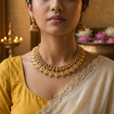 Temple/Antique goddess laxmi kasulu coin necklace(With Earrings)