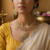 zircon diamond+Temple/Antique necklace with pearl and natural strawberry beads(With Earrings)