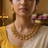 Temple/Antique Goddess laxmi kasulu coin necklace(With Earrings)