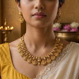 Temple/Antique Goddess laxmi kasulu coin necklace(With Earrings)