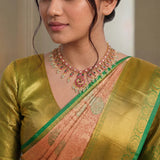 Jadau Kundan Peacock Mango Necklace With Pearl & Natural Strawberry Beads