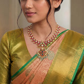 Jadau Kundan Peacock Necklace With Pearl & Natural Strawberry Beads