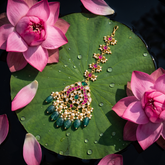 Jadau Kundan with Floral Natural Strawberry Beads