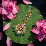 Jadau Kundan with Floral Natural Strawberry Beads