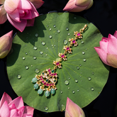 Jadau Kundan Leaf Tika with Pearls and Natural Strawberry Beads