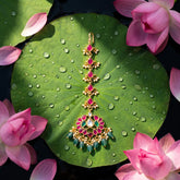 Jadau Kundan Floral Tika With Pearl & Natural Strawberry Beads
