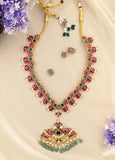 Jadau Kundan Peacock Mango Necklace with Pearl & Natural Strawberry Beads