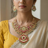 Bridal Peacock necklace set with matching earrings included