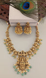 Temple/Antique Goddess laxmi necklace with pearl and natural strawberry beads