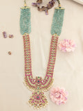 Jadau Kundan Peacock Rani Haram with Pearl and Natural Strawberry Beads