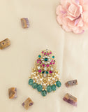 Jadau Kundan Floral Pendant with Pearl and Natural Strawberry Beads