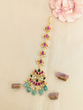 Jadau Kundan Leaf Tika with Pearls and Natural Strawberry Beads