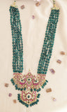 Jadau Kundan Peacock Rani Haram With Natural Strawberry Beads